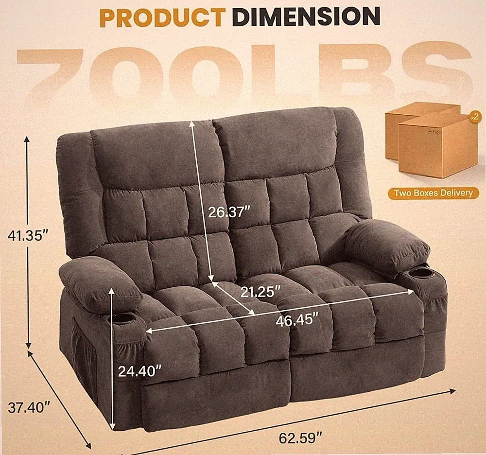 Blitz Blue Manual Reclining Loveseat with Cup Holders by