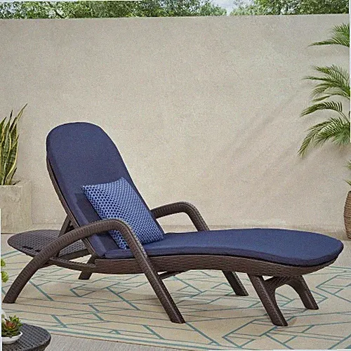Chaise Lounge w/Cushion - Ergonomic Outdoor Patio Lounger, Weatherproof