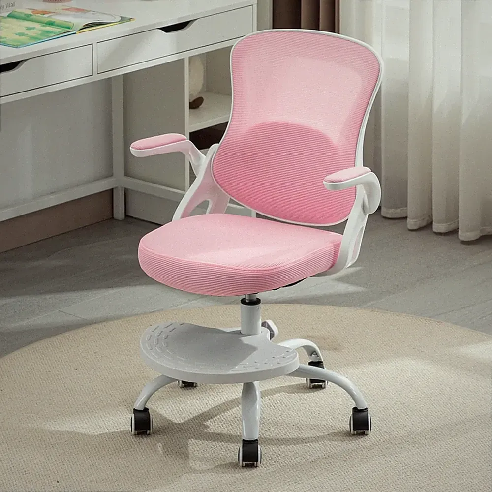 Ergonomic Pink Kids Desk Chair with Adjustable Height and Swivel Wheels