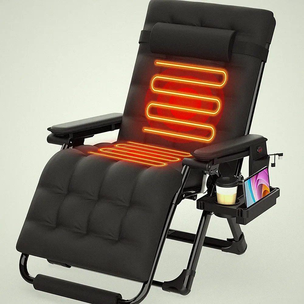 Heated Zero Gravity Chair, 29" XL Oversized Reclining Lounge Chair with 3 Hea...