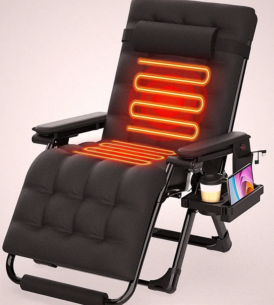 Heated Zero Gravity Chair, 29" XL Oversized Reclining Lounge Chair with 3 Heat L