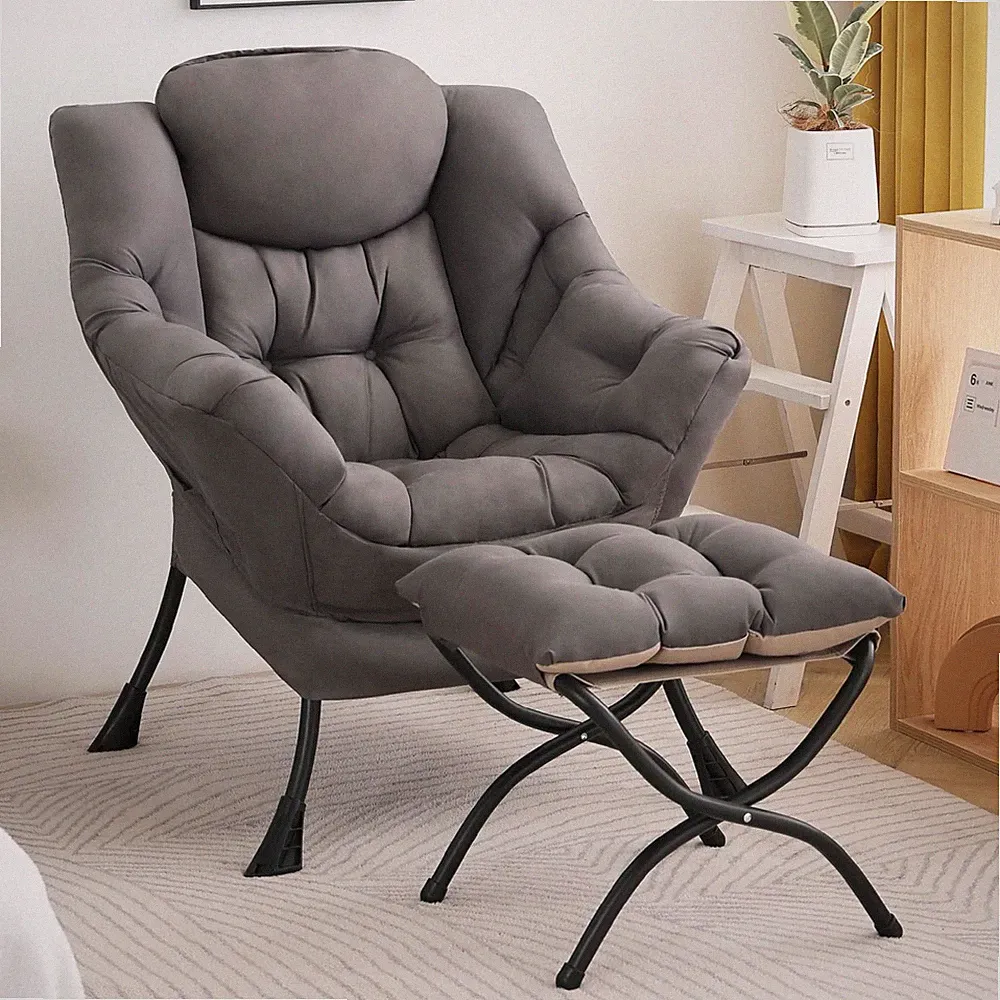 Lazy Chair with Ottoman, Modern Accent Chair Contemporary Sofa Chair with Arm...