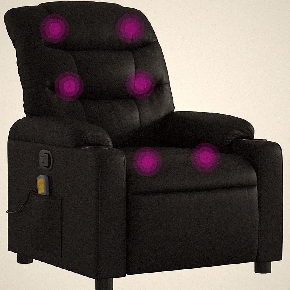 Massage Recliner Chair Adjustable Reclining Armchair Black Faux Leather vidaXL