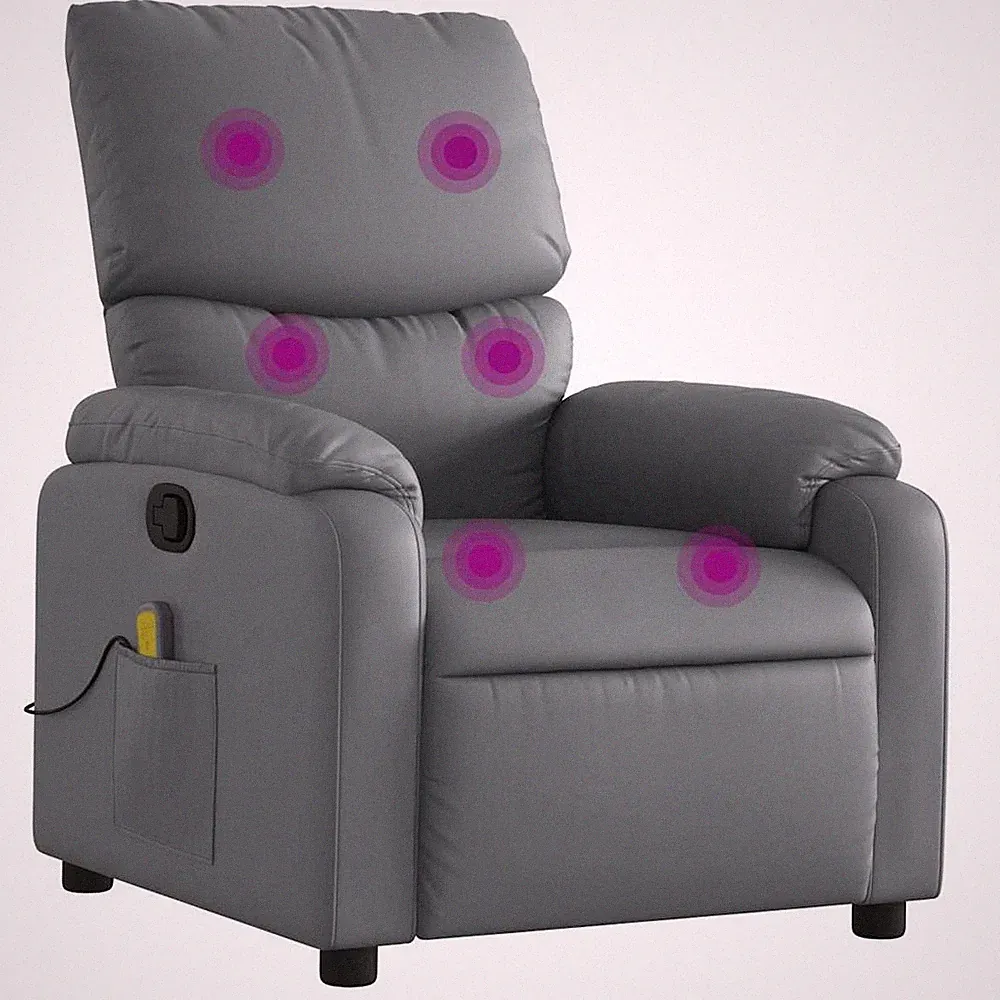 Massage Recliner Chair Grey Faux leather, metal, plywood Medium vidaXL