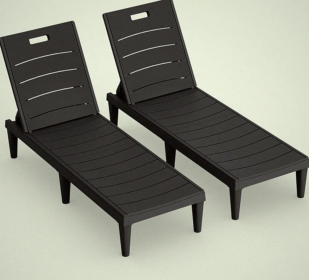 Outdoor Chaise Lounge Chair Set of 2, Waterproof 5-Position Adjustable PP Sun Lo