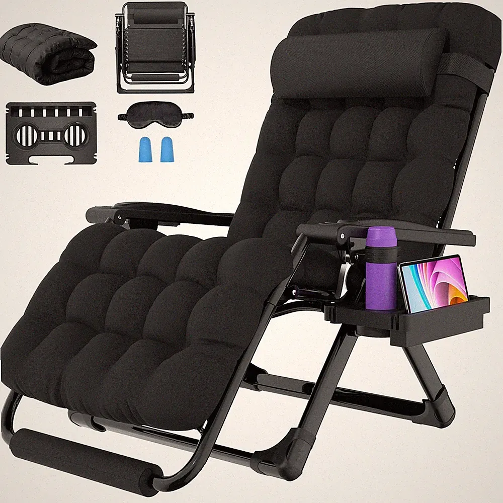 Oversized Zero Chair,33In XXL Outdoor Recliner Chair w/Removable Cushion&Head...