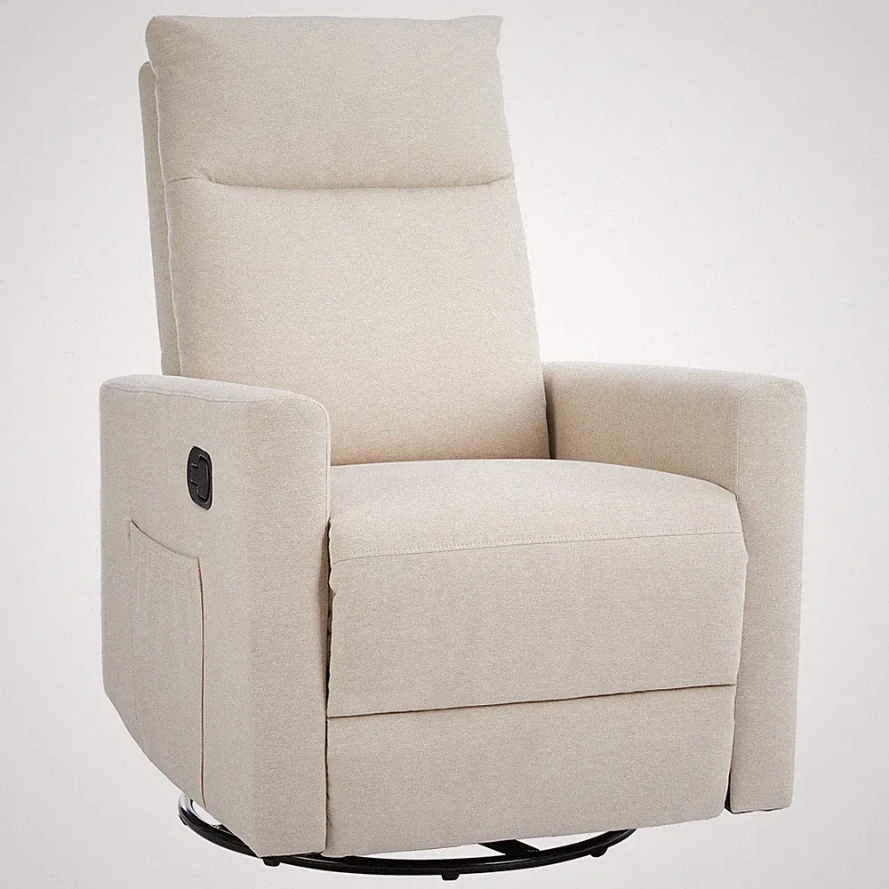 Rotating Rocking Recliner with Oversized Foot, Swivel, Glider Nursery Chair