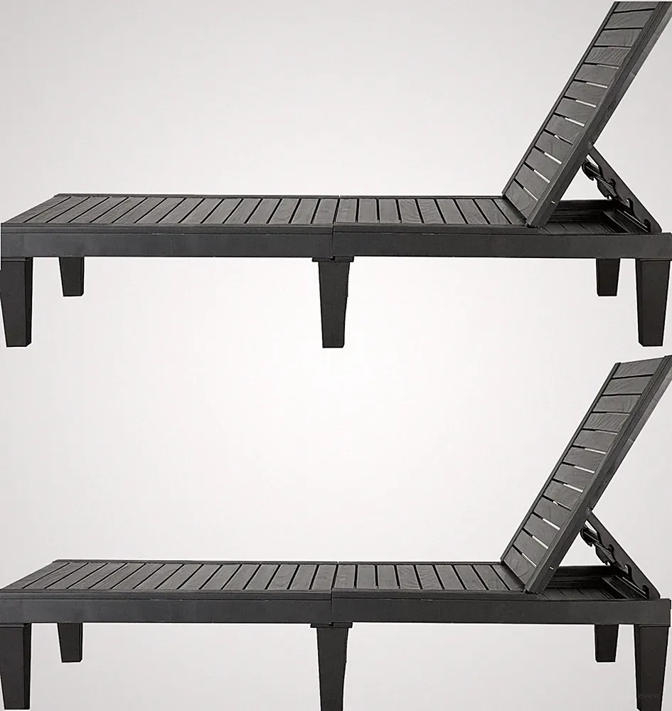 Set of 2,Foldable Patio Chaise Outdoor Lounge Chair Folding Sun Bed Patio Lounge