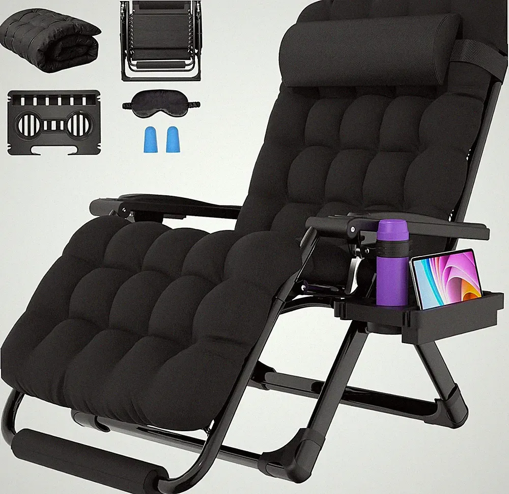 Suteck Oversized Zero Gravity Chair,33In XXL Outdoor Recliner Chair W/Removable