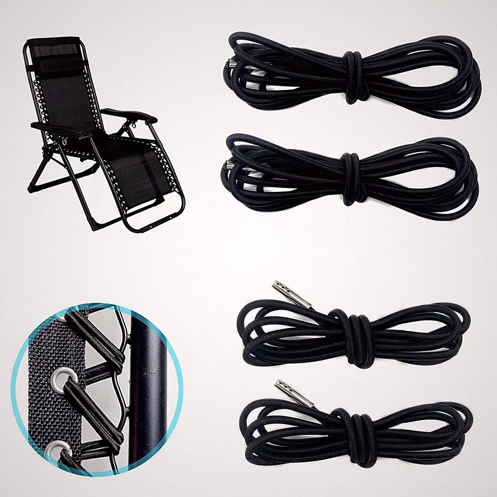 Universal Replacement Cord for Zero Gravity Chair, 4 Pack Elastic Cords Black
