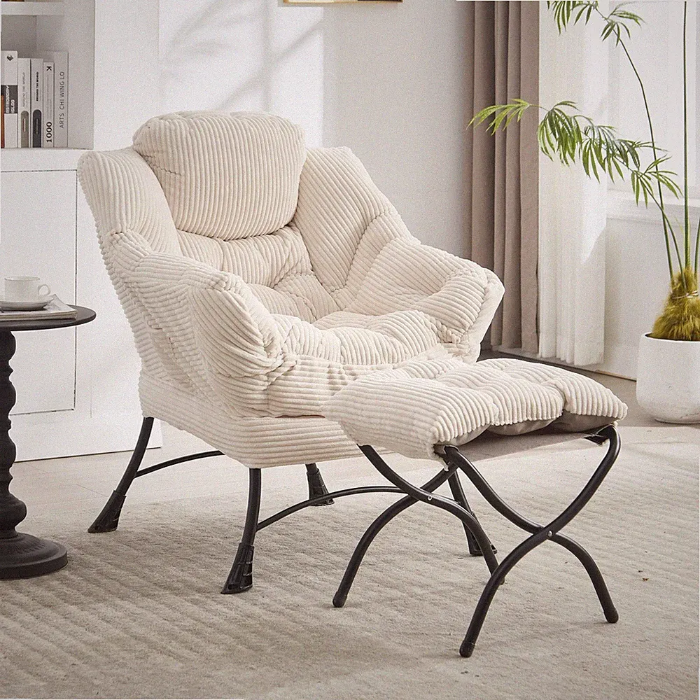 Vinsetto Lazy Chair with Ottoman, White